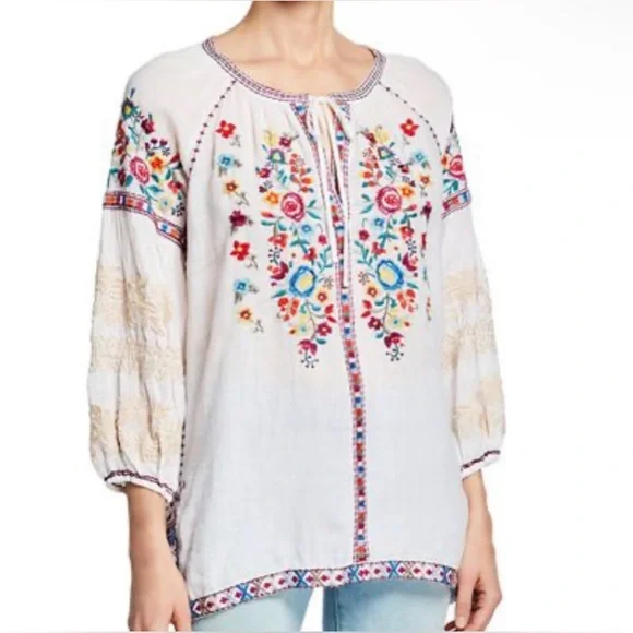 Johnny Was Allegra Embroidered Peasant Blouse Size Large - Picture 11 of 11
